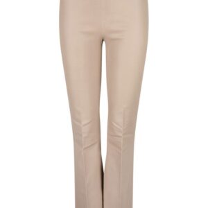 DANTE - TYSON CROPPED FLARE LEATHER PANTS - OYSTER CREAM